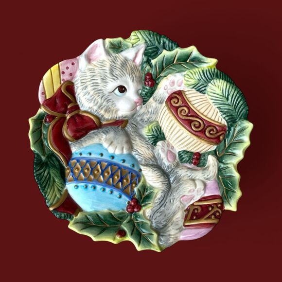Fitz & Floyd Other - Fitz and Floyd Kristmas Kitty Plate: Vintage Christmas Cat Decor